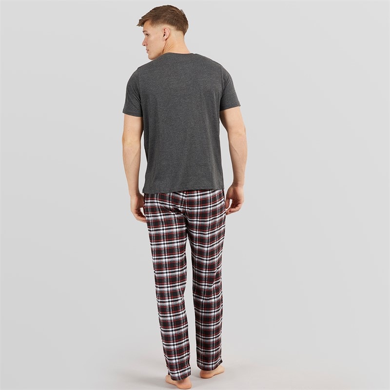 Brave Soul Mens Lager Nightwear Set Charcoal Marl/Charcoal Grey - Image 2