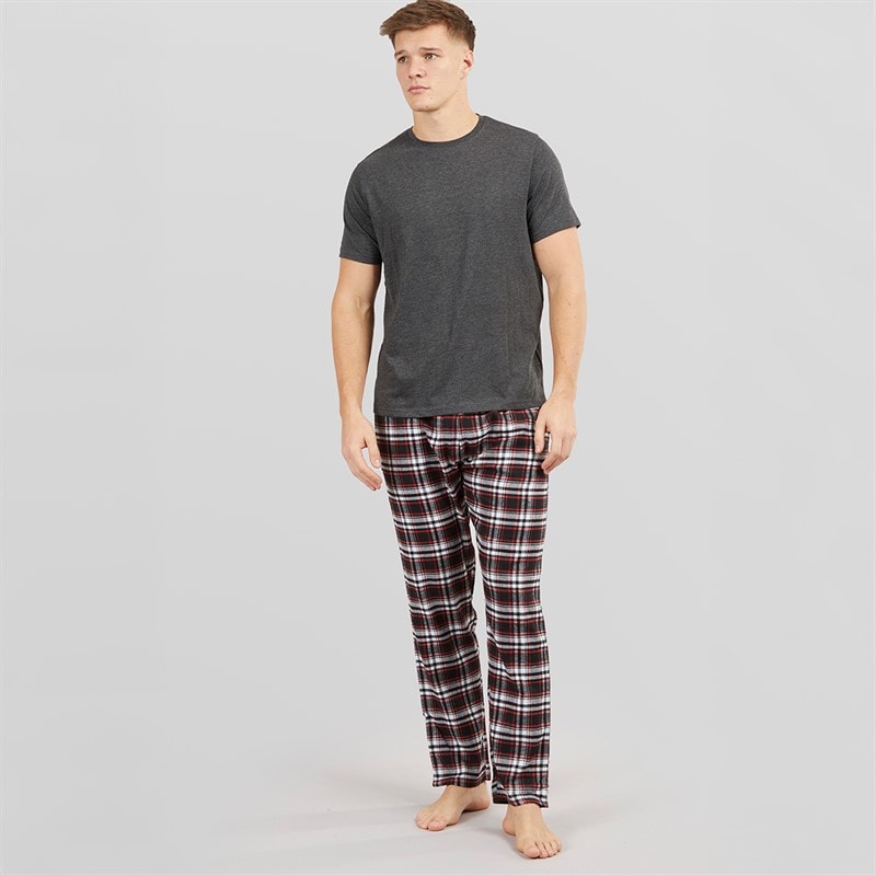 Brave Soul Mens Lager Nightwear Set Charcoal Marl/Charcoal Grey - Image 4