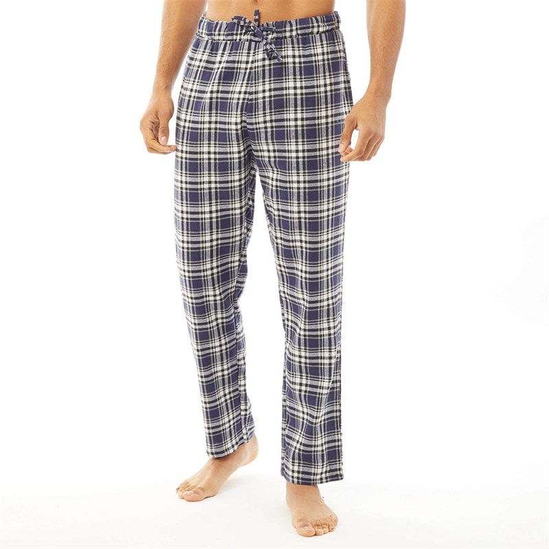 Brave Soul Mens Lager Nightwear Set Black/Black Navy Check - Image 3