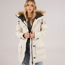 Brave Soul Womens Jacobs Faux Fur Parka Coat Cream