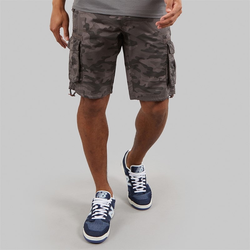 Brave Soul Mens George Camo Cargo Shorts Grey Camo - Image 1