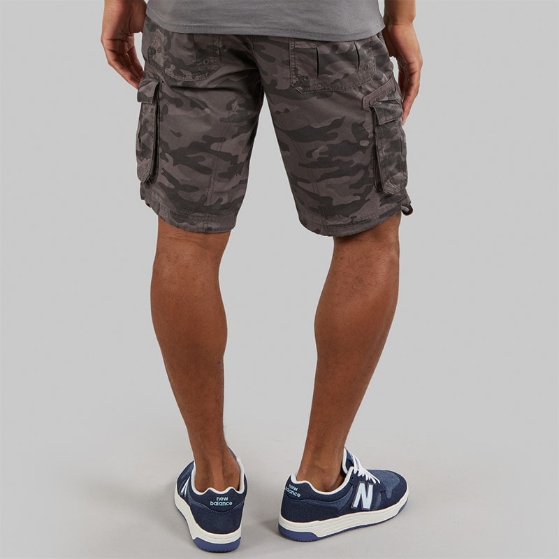 Brave Soul Mens George Camo Cargo Shorts Grey Camo - Image 2