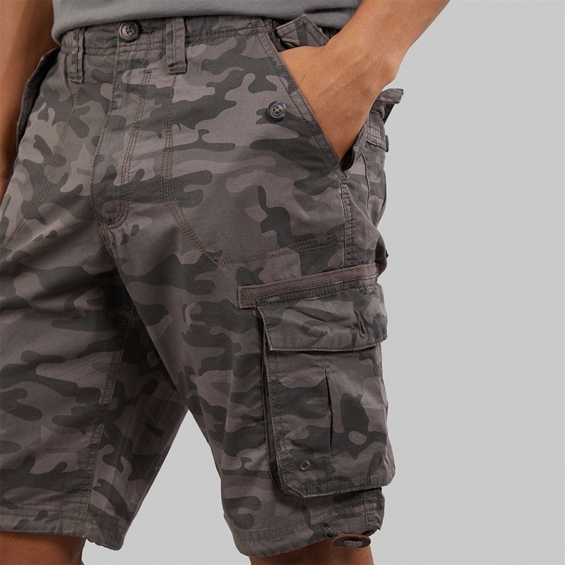 Brave Soul Mens George Camo Cargo Shorts Grey Camo - Image 3