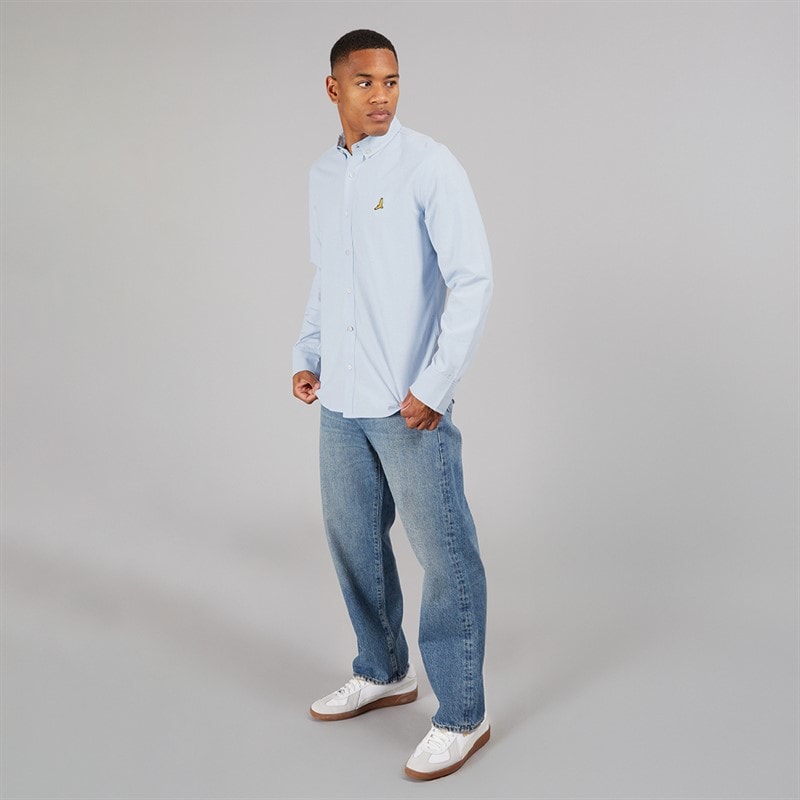 Brave Soul Mens Claudian Long Sleeve Shirt Light Blue - Image 3