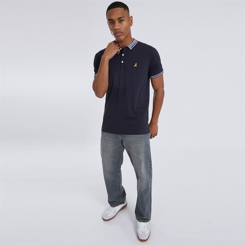 Brave Soul Mens Story Polo Shirt Navy - Image 4
