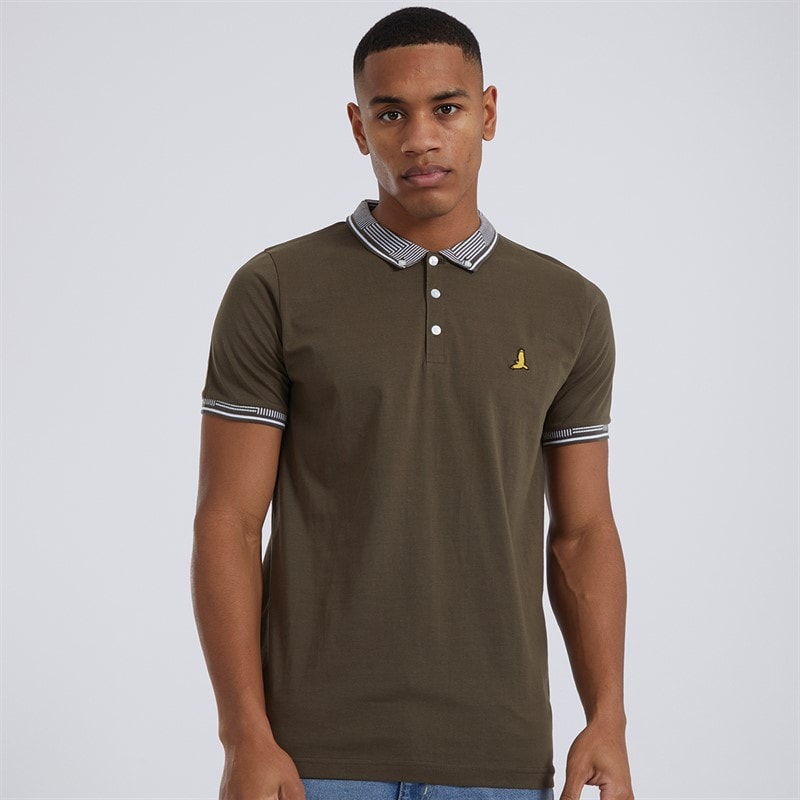 Brave Soul Mens Story Polo Shirt Khaki - Image 1