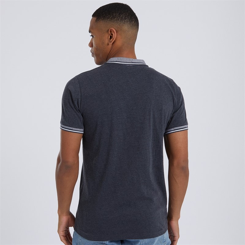 Brave Soul Mens Story Polo Shirt Dark Denim Marl - Image 2