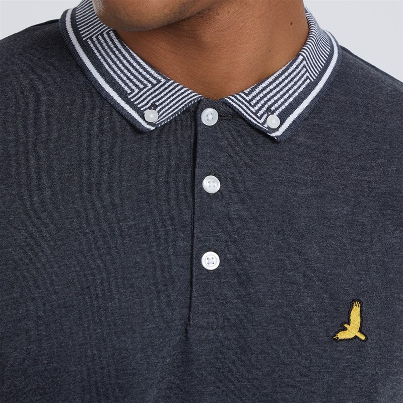 Brave Soul Mens Story Polo Shirt Dark Denim Marl - Image 3