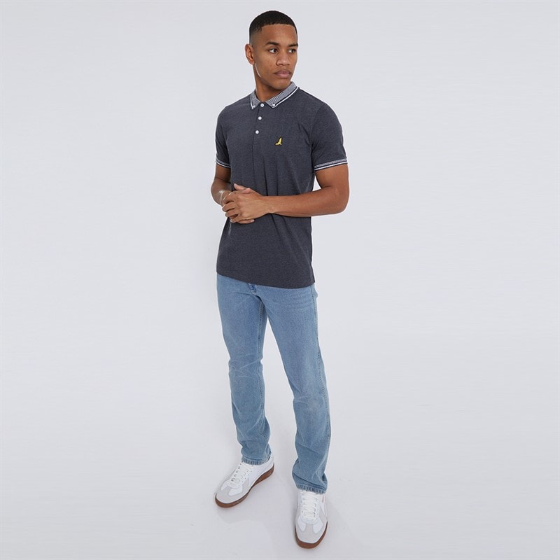 Brave Soul Mens Story Polo Shirt Dark Denim Marl - Image 4