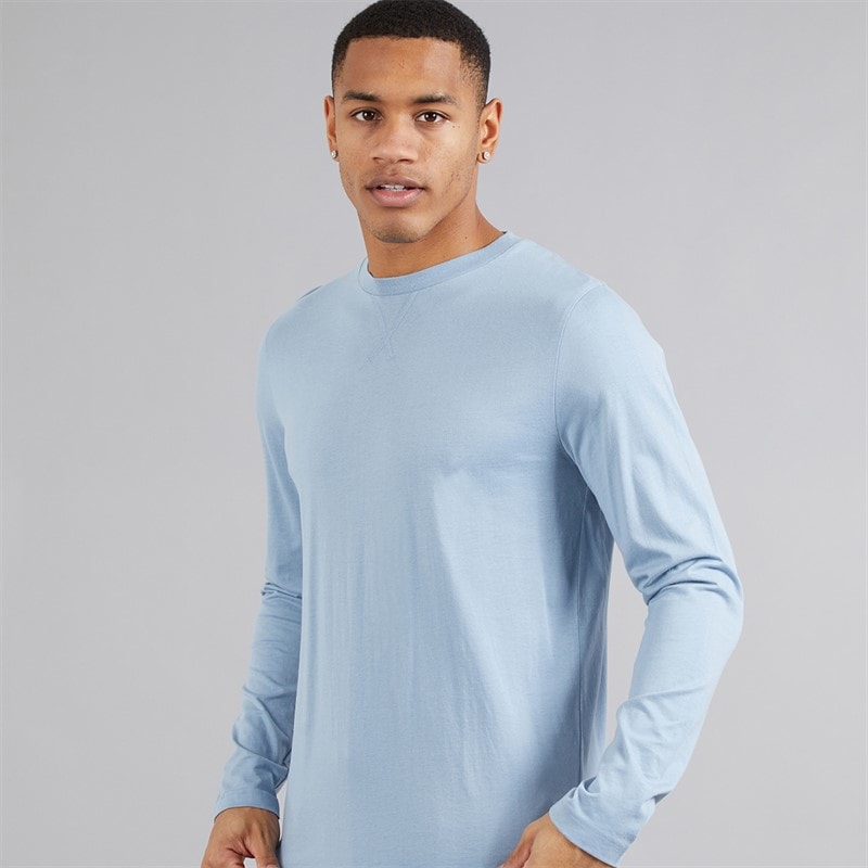 Brave Soul Mens Trial Long Sleeve Top Steel Blue