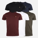 Brave Soul Mens Russel Five Pack T-Shirts Black/White/Navy/Khaki/Burgundy