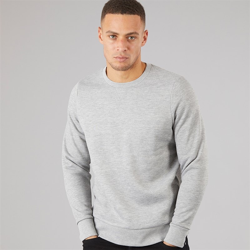 Brave Soul Mens William Sweatshirt Light Grey Marl