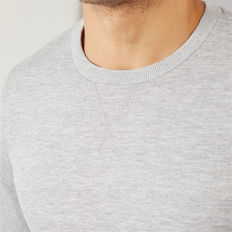 Brave Soul Mens William Sweatshirt Light Grey Marl - Image 3