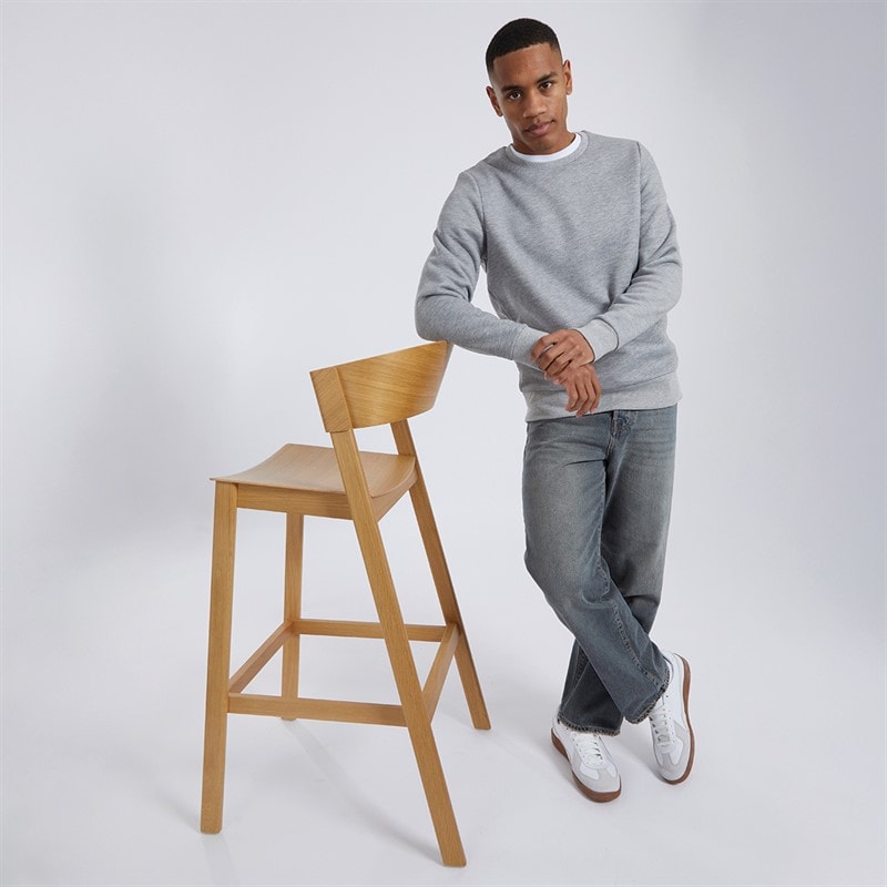Brave Soul Mens William Sweatshirt Light Grey Marl - Image 5