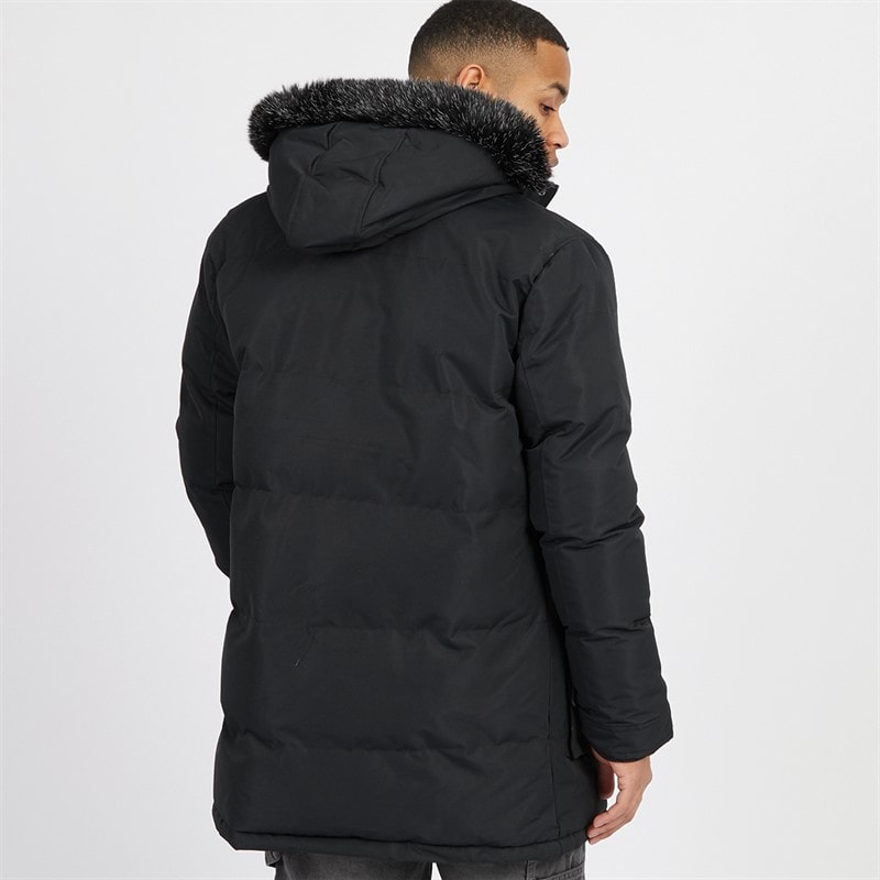 Brave Soul Mens Jethrow Tech Long Length Parka Black - Image 2