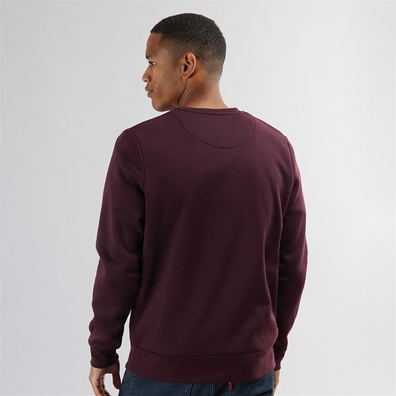 Brave Soul Mens Retina Crew Neck Sweatshirt Burgundy - Image 2
