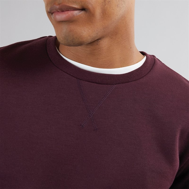 Brave Soul Mens Retina Crew Neck Sweatshirt Burgundy - Image 3