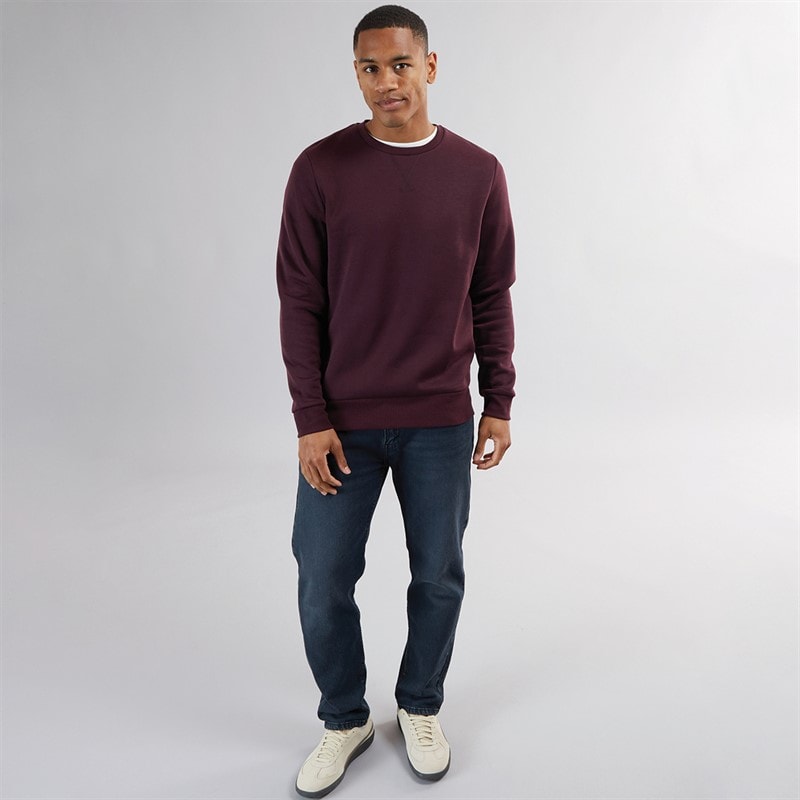 Brave Soul Mens Retina Crew Neck Sweatshirt Burgundy - Image 4