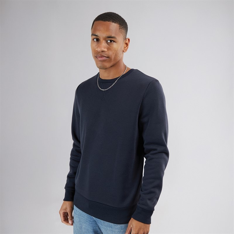 Brave Soul Mens Retina Crew Neck Sweatshirt Navy