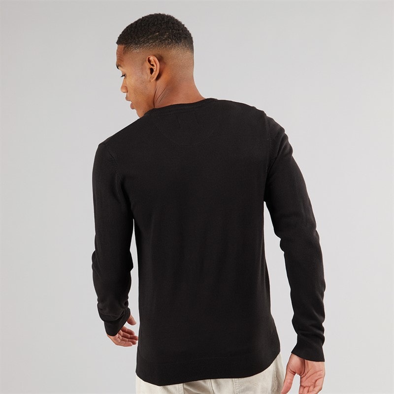 Brave Soul Mens Celestial V Neck Jumper Black - Image 2