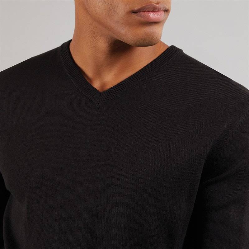 Brave Soul Mens Celestial V Neck Jumper Black - Image 3