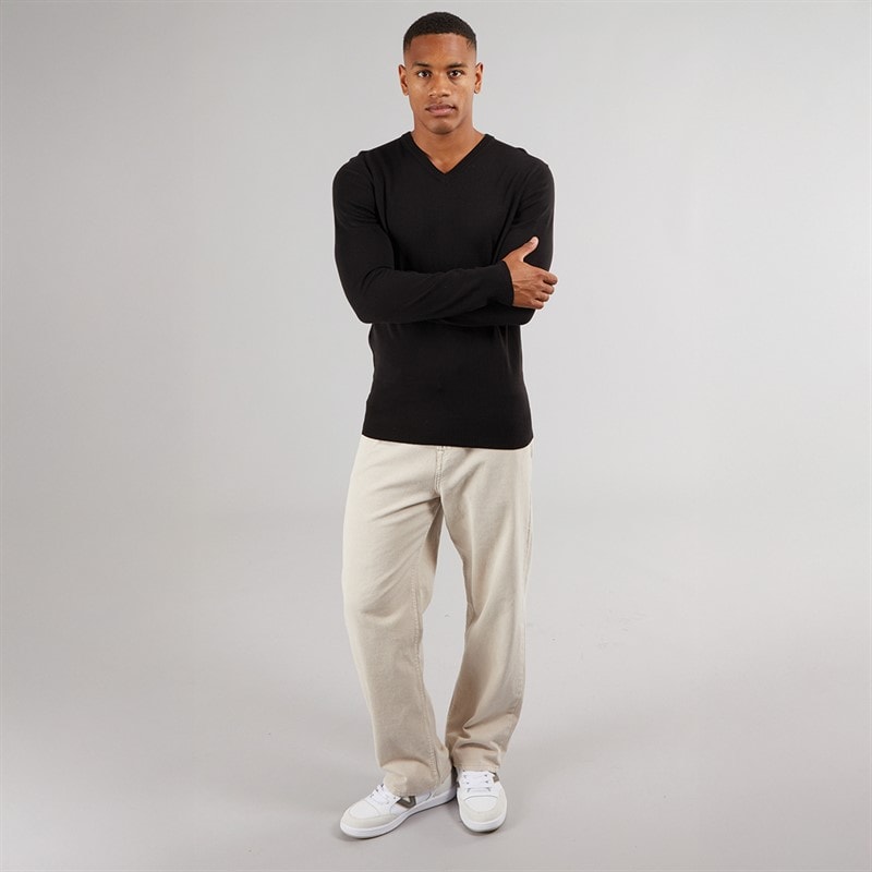 Brave Soul Mens Celestial V Neck Jumper Black - Image 4