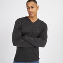 Brave Soul Mens Celestial V Neck Jumper Dark Charcoal Mix