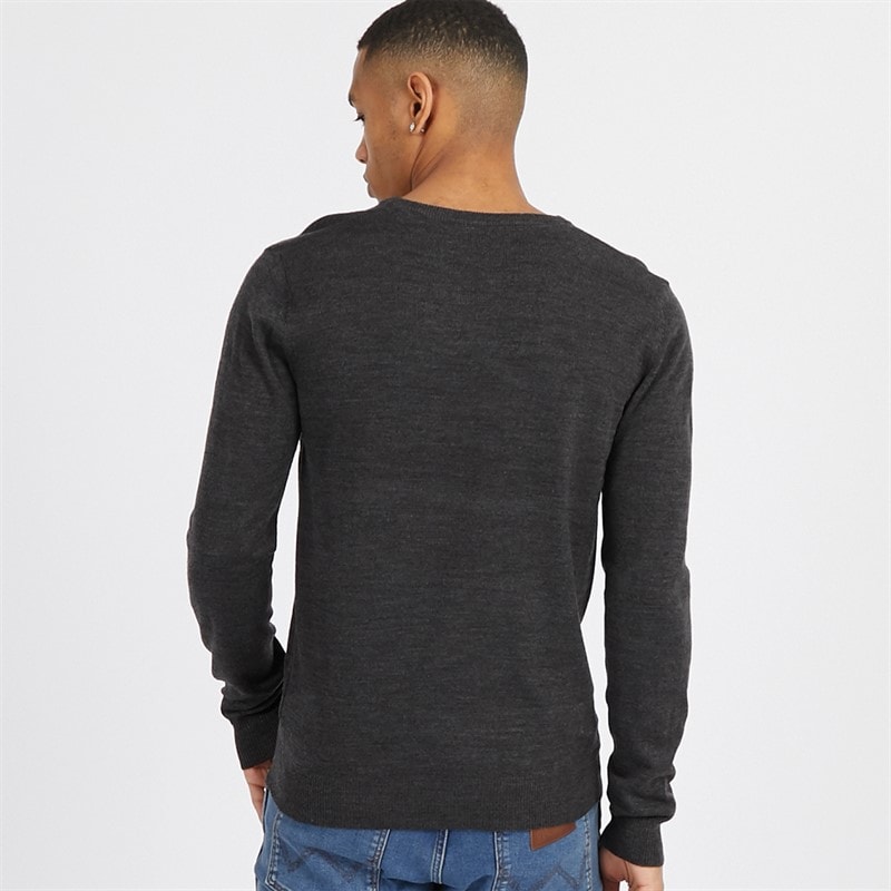 Brave Soul Mens Celestial V Neck Jumper Dark Charcoal Mix - Image 2