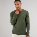 Brave Soul Mens Celestial V Neck Jumper Khaki Mix