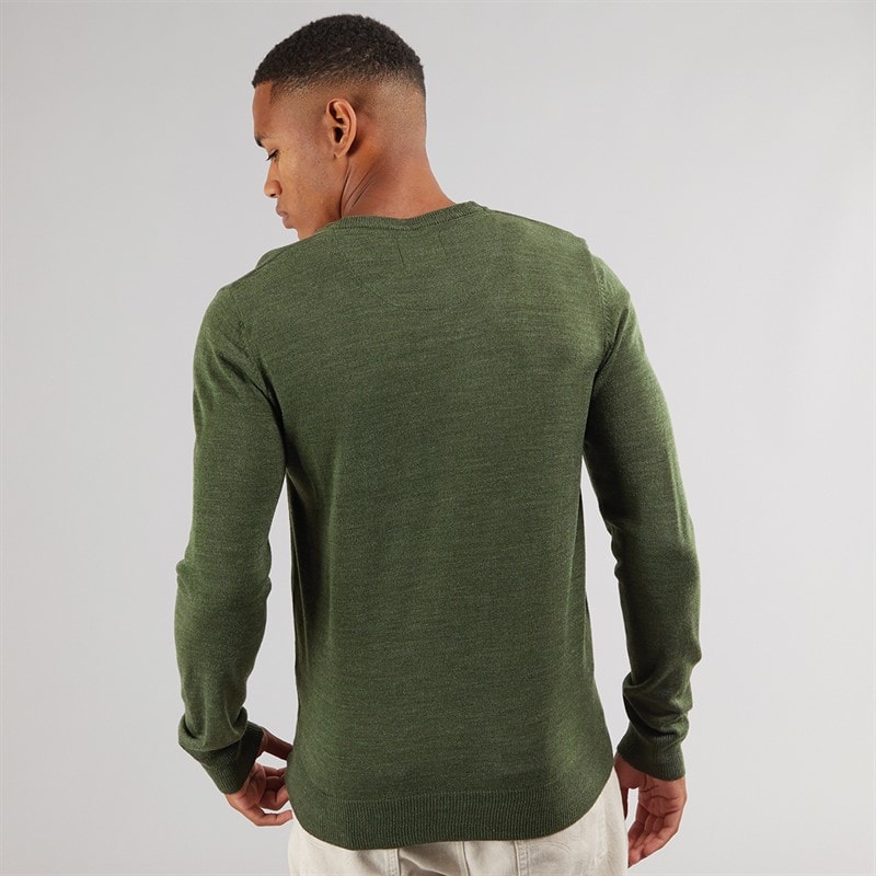 Brave Soul Mens Celestial V Neck Jumper Khaki Mix - Image 2