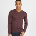 Brave Soul Mens Celestial V Neck Jumper Burgundy Mix