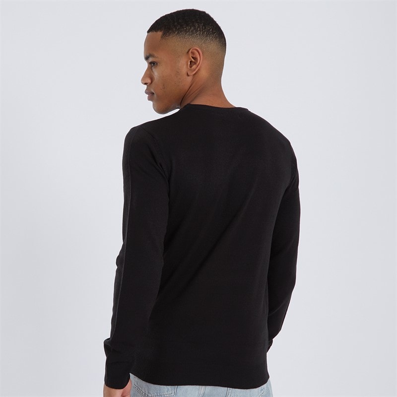 Brave Soul Mens Theory Crew Neck Jumper Jet Black - Image 2