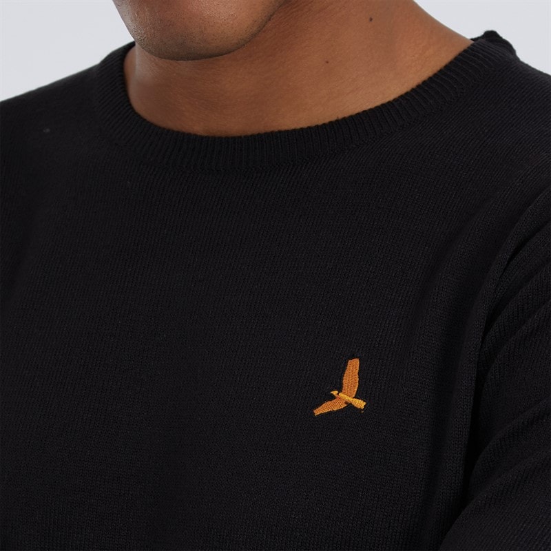 Brave Soul Mens Theory Crew Neck Jumper Jet Black - Image 3
