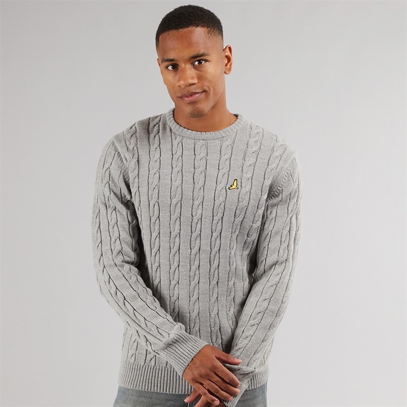 Brave Soul Mens Alliance Crew Neck Jumper Silver Grey Marl - Image 1