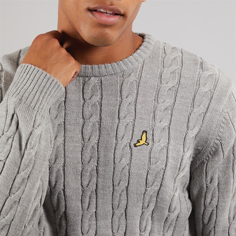 Brave Soul Mens Alliance Crew Neck Jumper Silver Grey Marl - Image 3
