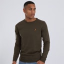 Brave Soul Mens Theory Crew Neck Jumper Khaki