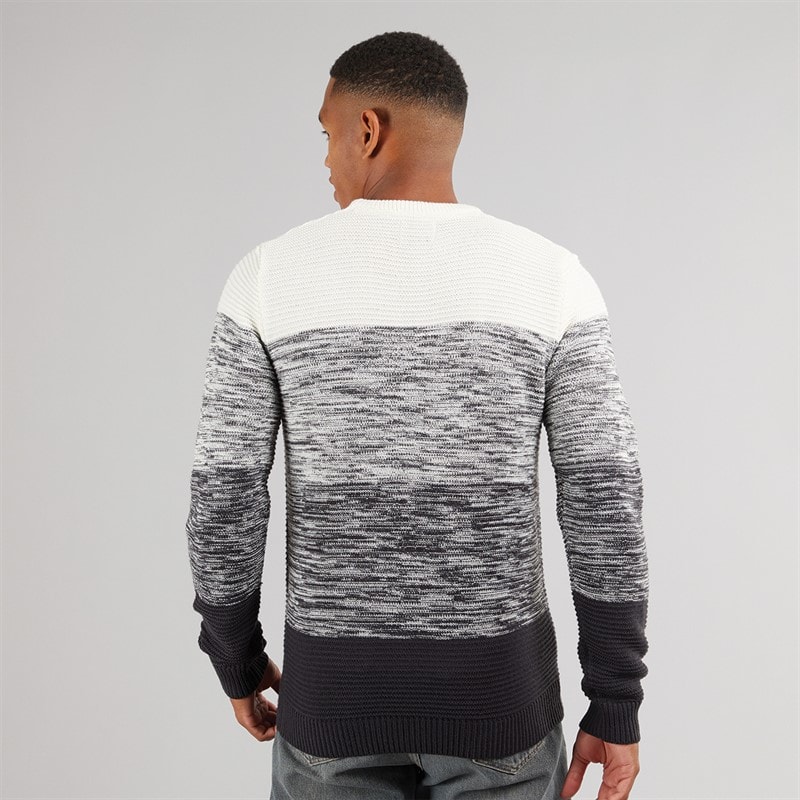Brave Soul Mens Malik Crew Neck Jumper Navy/Ecru - Image 2