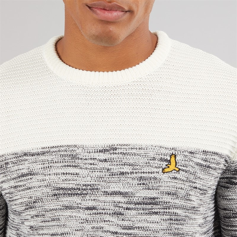 Brave Soul Mens Malik Crew Neck Jumper Navy/Ecru - Image 3