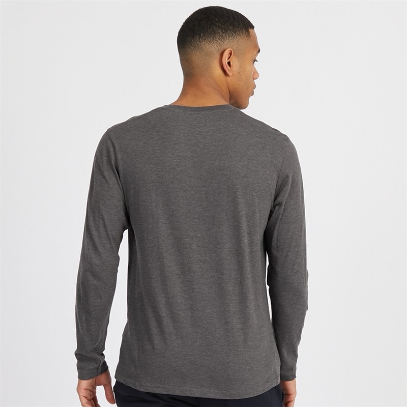 Brave Soul Mens Supreme Crew Neck Long Sleeve T-Shirt Charcoal Marl - Image 2