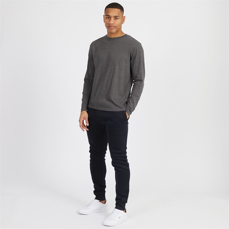 Brave Soul Mens Supreme Crew Neck Long Sleeve T-Shirt Charcoal Marl - Image 3