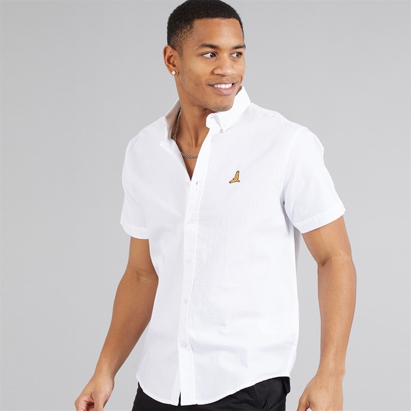 Brave Soul Mens Nero Short Sleeve Shirt Optic White Oxford - Image 1