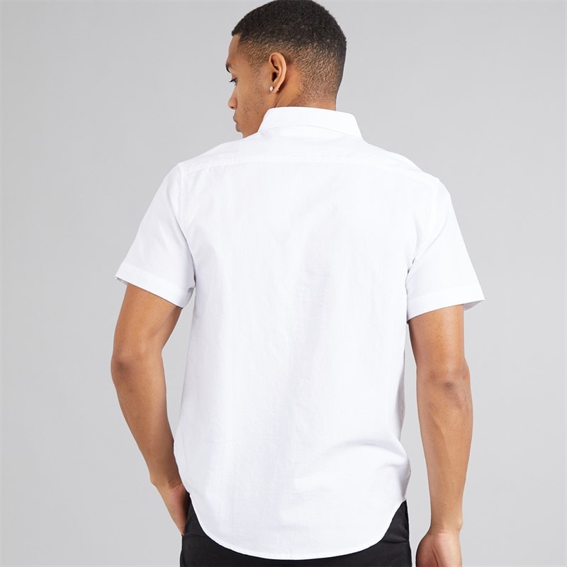 Brave Soul Mens Nero Short Sleeve Shirt Optic White Oxford - Image 2