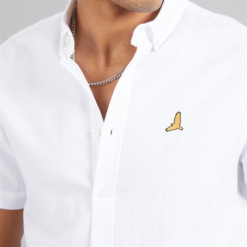 Brave Soul Mens Nero Short Sleeve Shirt Optic White Oxford - Image 3