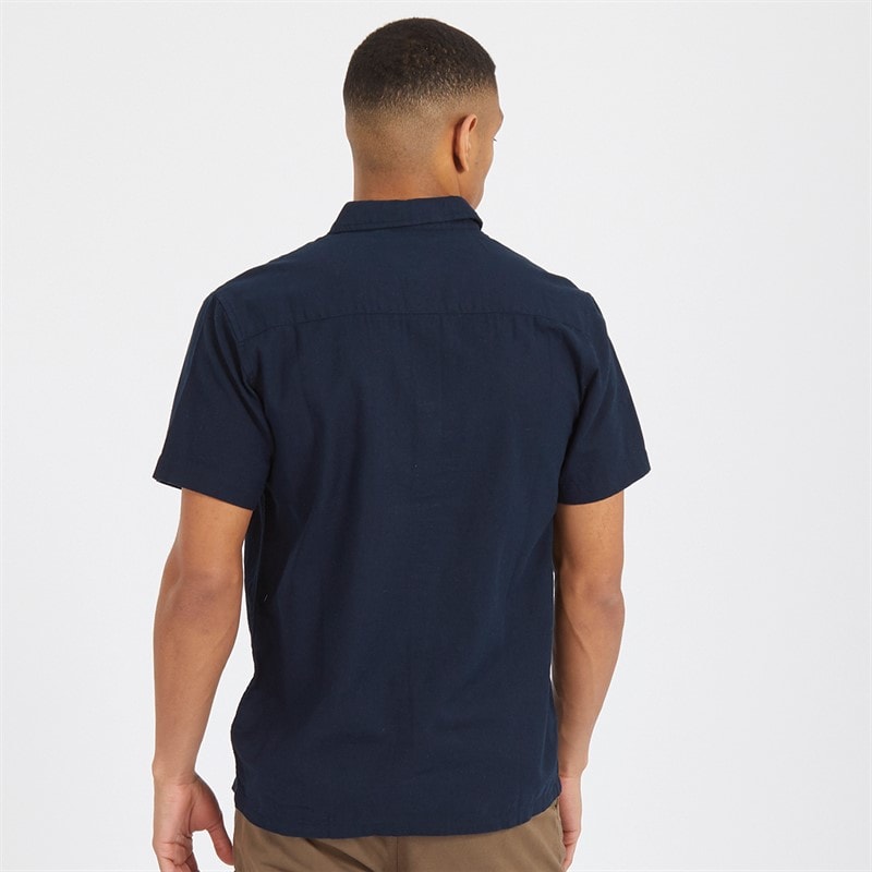 Brave Soul Mens Obliskc Short Sleeve Shirt Navy - Image 2