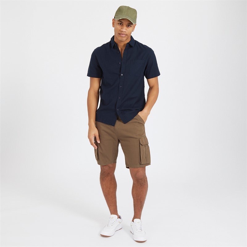 Brave Soul Mens Obliskc Short Sleeve Shirt Navy - Image 3