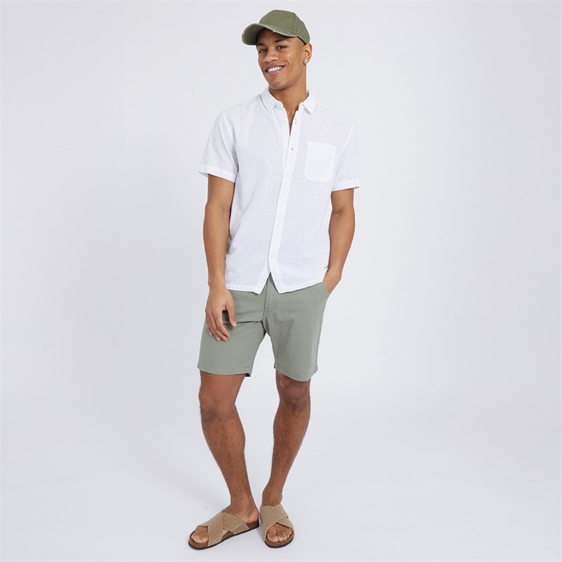 Brave Soul Mens Obliskc Short Sleeve Shirt Optic White - Image 3