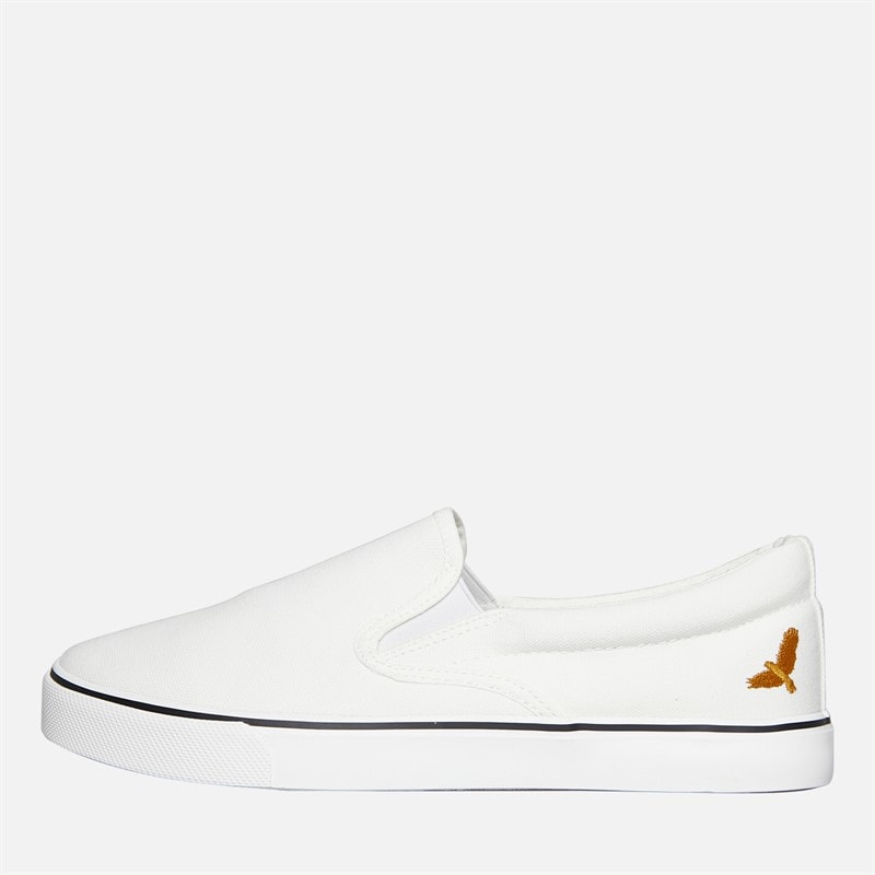 Brave Soul Mens Skate Eagle Slip On Canvas Pumps White