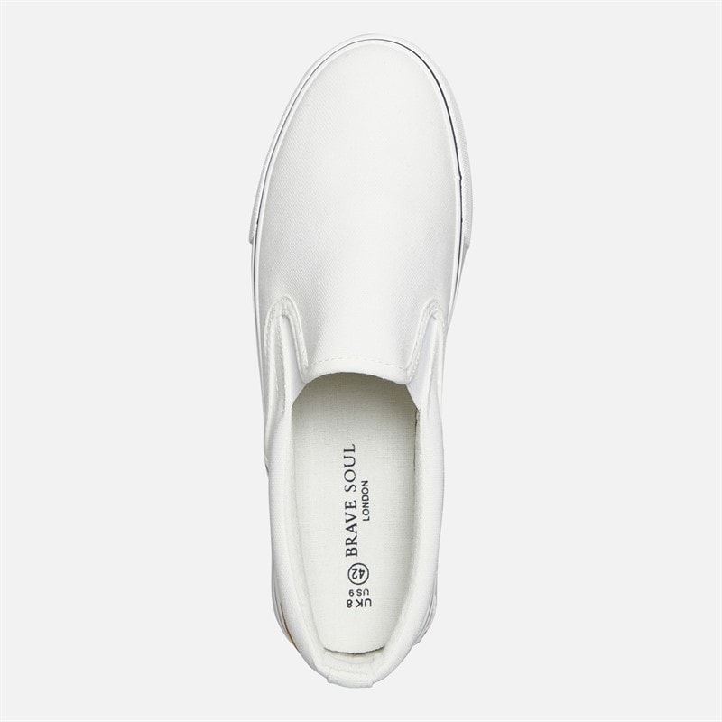Brave Soul Mens Skate Eagle Slip On Canvas Pumps White - Image 4