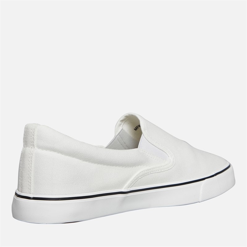 Brave Soul Mens Skate Eagle Slip On Canvas Pumps White - Image 5