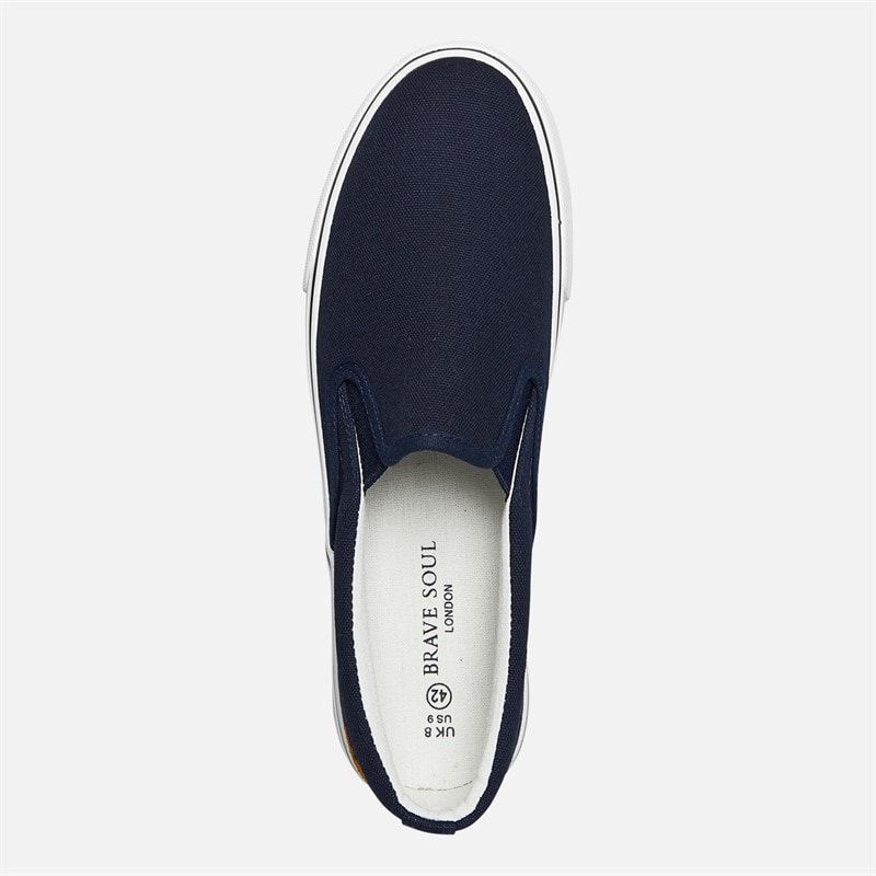 Brave Soul Mens Skate Eagle Slip On Canvas Pumps Navy - Image 4